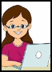 Teenage Girl Working On Laptop Clipart | Thoughtful Minds