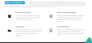 Tykhe services job portal website development-ThoughtfulMinds